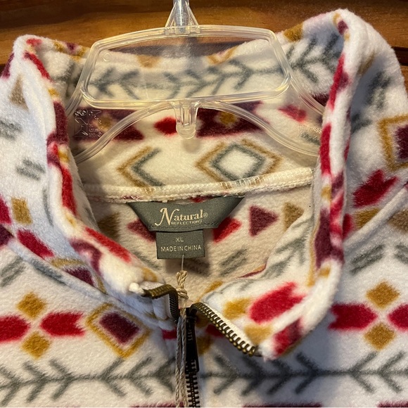 Natural Reflections Women's 1/2 Zip Pullover Long Sleeve Fleece Fair Isle XL NEW - Picture 2 of 8